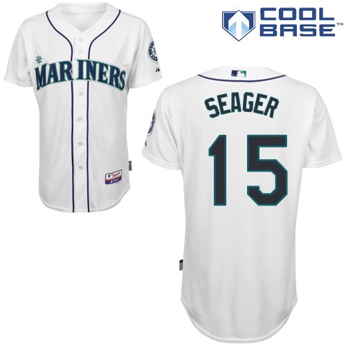 Kyle Seager #15 MLB Jersey-Seattle Mariners Men's Authentic Home White Cool Base Baseball Jersey